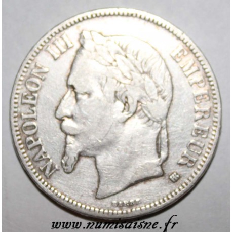 FRANCE - KM 799 - 5 FRANCS 1868 BB Strasbourg TYPE NAPOLEON III