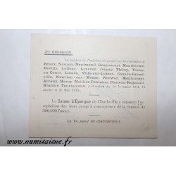 County 08 - MEZIERES BRAUX - VOUCHER OF 20 CENTIMES 1915 - BANK 'CAISSE D'EPARGNE' - SPECIMEN
