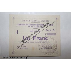 08 - MEZIERES BRAUX - BON DE 1 FRANC 1915 - CAISSE D'EPARGNE - SPECIMEN