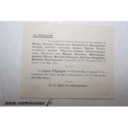 08 - MEZIERES BRAUX - BON DE 1 FRANC 1915 - CAISSE D'EPARGNE - SPECIMEN