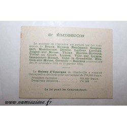 County 08 - MEZIERES BRAUX - VOUCHER OF 5 FRANCS 1915 - BANK 'CAISSE D'EPARGNE' - SPECIMEN