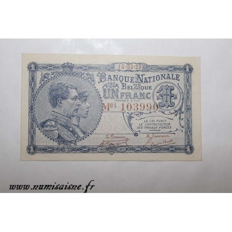 BELGIUM - 1 FRANC 1920 - 15.03 - NATIONAL BANK