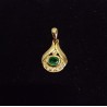 YELLOW GOLD PENDANT - 18 CARATS - EMERALD AND 5 BRILLIANTS