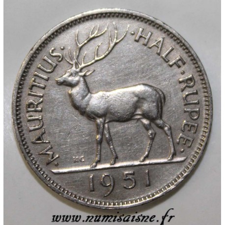 MAURITIUS - KM 28 - 1/2 ROUPIE 1951 - DEER