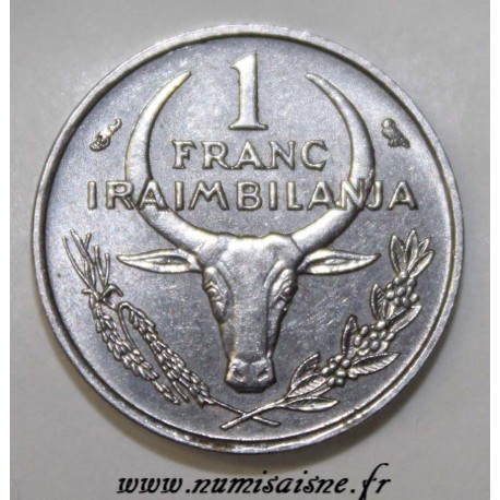 MADAGASCAR - KM 8 - 1 FRANC 1966 - ZEBU