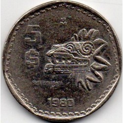 MEXIKO - KM 485 - 5 PESOS 1980 - Adler - Kopf des Quetzalcoatl