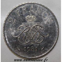 MONACO - KM 157 - 2 FRANCS 1981 - RAINIER III