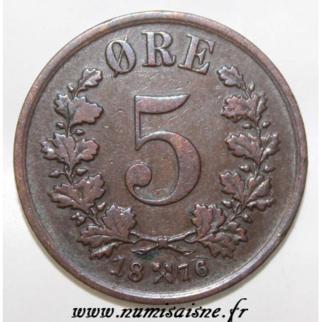 NORWEGEN - KM 349 - 5 ORE 1876 - OSCAR II NORWEGEN - KM 349 - 5 ORE 1876 - OSCAR II