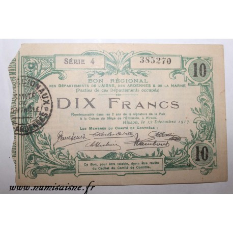 County 02 - HIRSON - VOUCHER OF 25 CENTIMES 1917 - 12.12