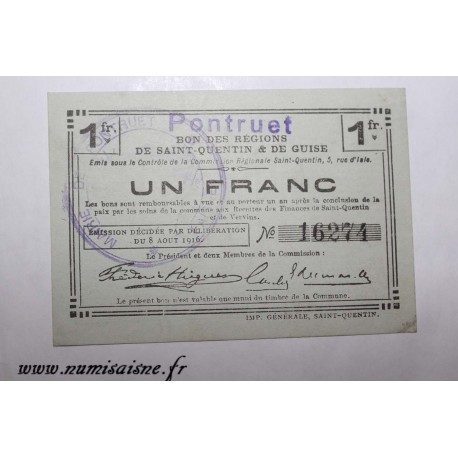 02 - LAON - BON DE 1 FRANC 1916 - 08.08 - DV