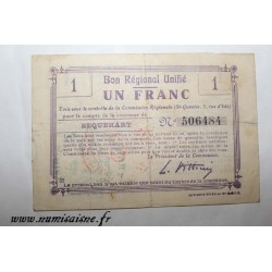 County 02 - SEQUEHART - VOUCHER OF 1 FRANC - UNDATED