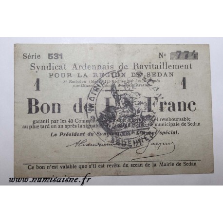 08 - SEDAN - BON DE 1 FRANC 1917 - DV