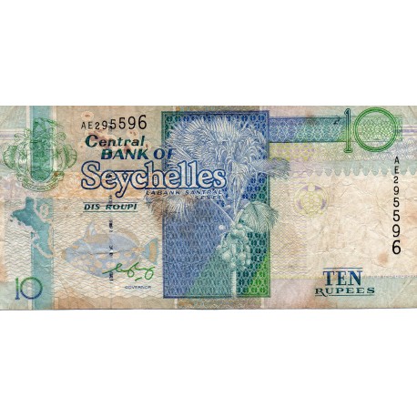 SEYCHELLES - PICK 36 b  - 10 RUPEES ND (1998-2010 )