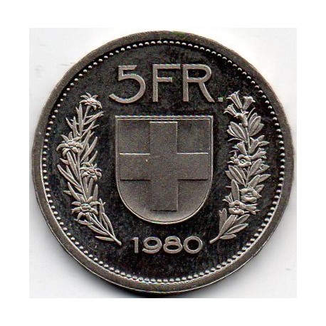 SWITZERLAND - KM 40a - 5 FRANCS 1980 - SHEPHERD'S HEAD