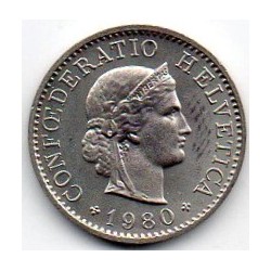 SWITZERLAND - KM 26 - 5 CENTIMES 1980 - HEAD OF LIBERTAS