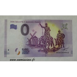 SPAIN - TOURISTIC 0 EURO SOUVENIR NOTE - DON QUIXOTE AND SANCHO PANZA - 2019