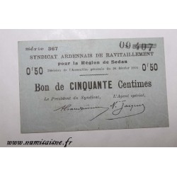 08 - SEDAN - BON DE 25 CENTIMES 1916 - 26.02 - DV