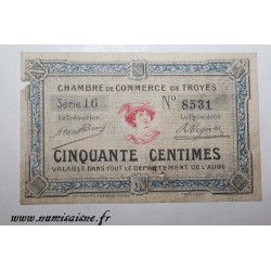 County 10 - TROYES - 50 CENTIMES 1921 - 01.01 - CHAMBER OF COMMERCE