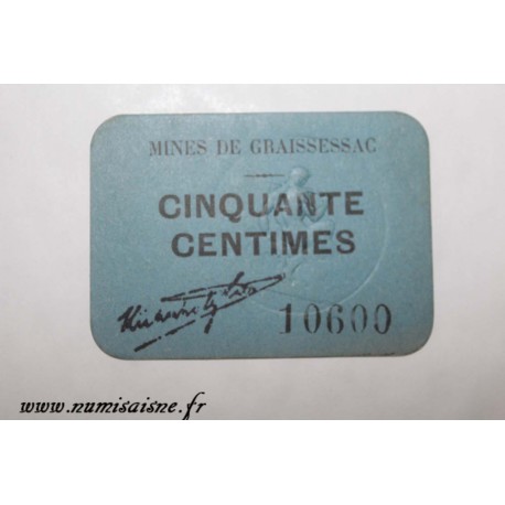 County 34 - GRAISSESSAC - 50 CENTIMES - MINES