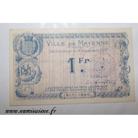 County 53 - MAYENNE - 1 FRANC 1917 - 08.12