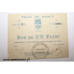 Komitat 54 - NANCY - GUTSCHEIN FÜR 1 FRANC 1914 - 02.08