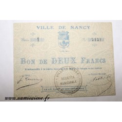 54 - NANCY - BON DE 2 FRANCS 1914 - 02.08 - DV