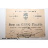 County 54 - NANCY - VOUCHER OF 5 FRANCS 1914 - 02.08