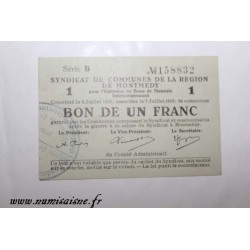 55 - MONTMEDY - BON DE 1 FRANC 1916 - 05.07 - DV