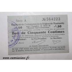55 - MONTMEDY - BON DE 50 CENTIMES 1916 - 05.07 - DV