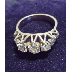 GOLD AND PLATINUM RING - 18 CARATS - 3 old cut diamonds for a Total of 1 CT