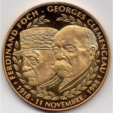 FRANCE - MEDAL - BATTLE 1ST WORLD WAR - FOCH AND CLEMENCEAU - NOVEMBER 11, 1918-1998