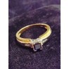 YELLOW AND WHITE GOLD RING - 18 CARATS - SAPPHIRE 2.5 MM AND 6 SHINY