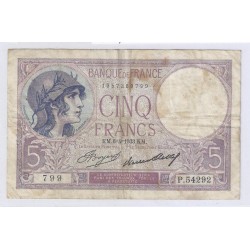 FAY 03/17 - 5 FRANCS VIOLET - 06/04/1933 - TRES BEAU PLUS - PICK 72