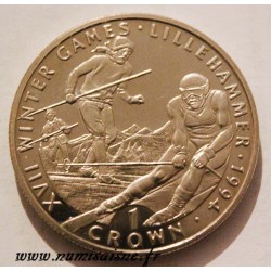 GIBRALTAR - KM 148 - 1 CROWN 1993 - XVII Winterspiele - Lillehammer - Ski