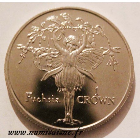 ISLE OF MAN -  KM 611 - 1 CROWN 1996 - FLOWERS FAIRY - Fuchsia