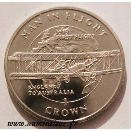 ISLE OF MAN -  KM 421 - 1 CROWN 1994 - FIRST FLIGHT ENGLAND TO AUSTRALIA