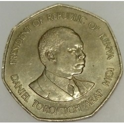 KENIA - KM 23 - 5 SCHILLINGS 1985 - PRÄSIDENT Daniel Toroitich arap Moi (1924-)