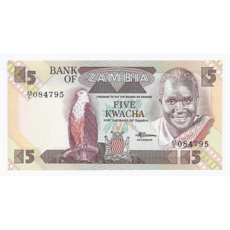 SAMBIA - billet de 5 KWACHA - 1980-88 - UNC, PICK 25 SAMBIA - billet de 5 KWACHA - 1980-88 - UNC, PICK 25