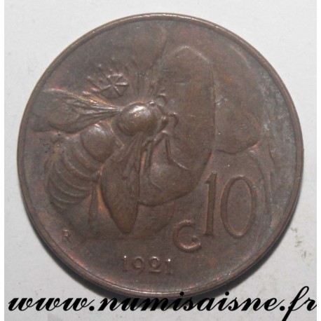 ITALIEN - KM 60 - 10 CENTESIMI 1921- VICTOR EMMANUEL III - Offset um 1 Uhr