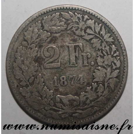 SCHWEIZ - KM 21 - 2 FRANCS 1874 B - Berne