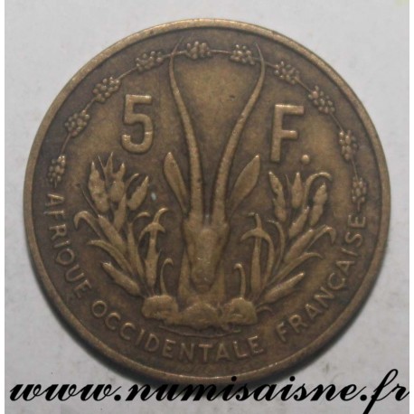 AFRIQUE OCCIDENTALE FRANCAISE - KM 5 - 5 FRANCS 1956 - MARIANNE - GAZELLE