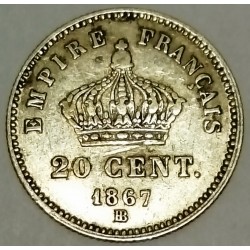 FRANCE - KM 808 - 20 CENTIMES 1867 BB Strasbourg TYPE NAPOLEON III