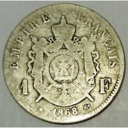 GADOURY 463 - 1 FRANC 1868 A TYPE NAPOLEON III tête laurée - KM 806.1