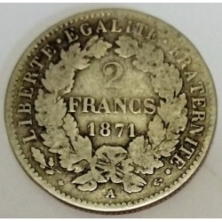 FRANCE - KM 817 - 2 FRANCS 1871 - small A - Paris - TYPE CÉRÈS