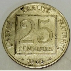 FRANCE - KM 855 - 25 CENTIMES 1903 - 1st TYPE PATEY