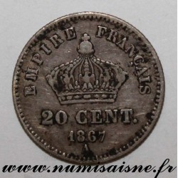 FRANCE - KM 808 - 20 CENTIMES 1867 A - Paris - TYPE NAPOLÉON III