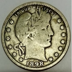 ETATS UNIS - KM 114 - 25 CENTS 1898 - BARBER QUARTER