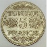 TUNISIA - KM 261 - 5 FRANCS 1934 - AH 1303