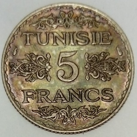 TUNESIEN - KM 261 - 5 FRANCS 1936 - AH 1303 TUNESIEN - KM 261 - 5 FRANCS 1936 - AH 1303