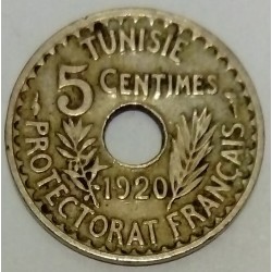 TUNISIA - KM 242 - 5 CENTIMES 1920 (AH1338) - Muhammad al-Nasir (protectorat français)